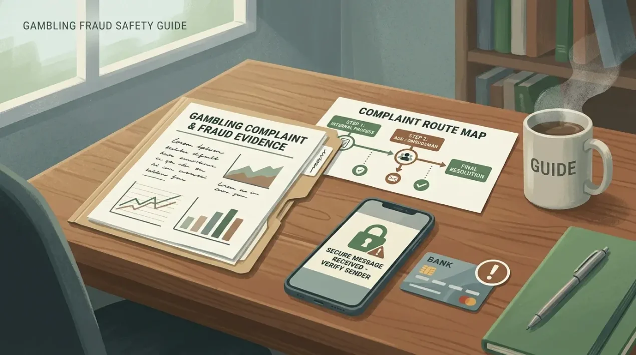 A calm evidence folder with warning messages and complaint route notes